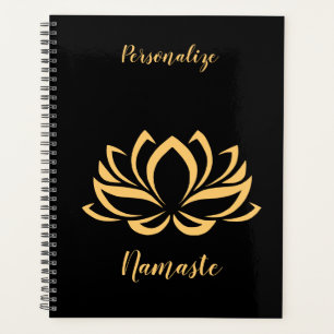 Elegant Gold Lotus Flower Zen Yoga Monogrammed  Planner