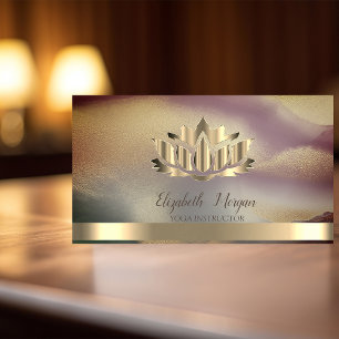Elegant Gold Lotus Gold Stripe Yoga Ombre Business Card