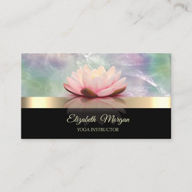 Elegant Gold,Lotus Holographic Opal  Business Card (Front)
