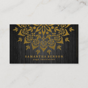 Elegant Gold Lotus Logo Yoga Meditation Wellness B Business Card
