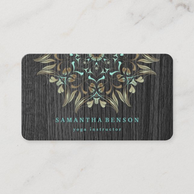 Elegant Gold Lotus Logo Yoga Meditation Wellness Business Card (Front)