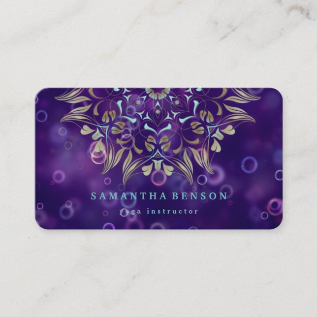 Elegant Gold Lotus Logo Yoga Meditation Wellness Business Card (Front)
