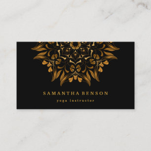 Elegant Gold Lotus Logo Yoga Meditation Wellness Business Card