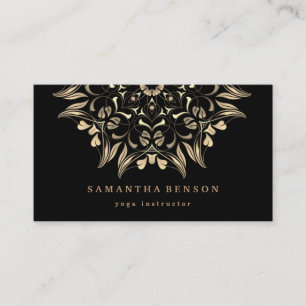Elegant Gold Lotus Logo Yoga Meditation Wellness Business Card