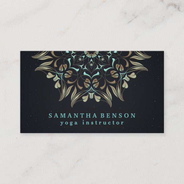 Elegant Gold Lotus Logo Yoga Meditation Wellness Business Card (Front)