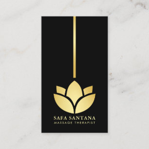 Elegant Gold Lotus Luxury Massage Therapist  Business Card