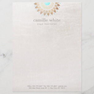 Elegant Gold Lotus Mandala Natural Medicine Customised Letterhead