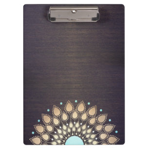 Elegant Gold Lotus Mandala Wood Yoga Instructor Clipboard