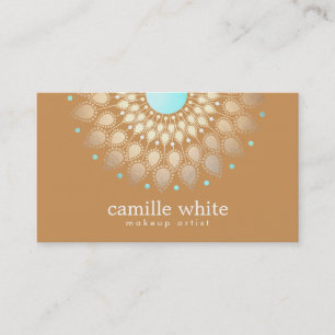 Elegant Gold Lotus Tan Business Card