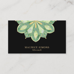 Elegant gold lotus yoga instructor mandala busines business card