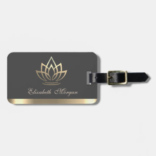 Elegant Gold Lotus, Yoga Luggage Tag