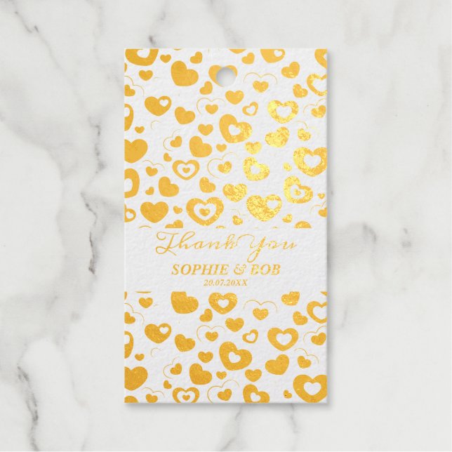Elegant Gold Love Heart Gift Tags (Front)