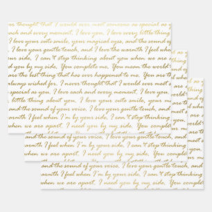 Elegant Gold Love Modern Script Typography Wedding Wrapping Paper Sheet