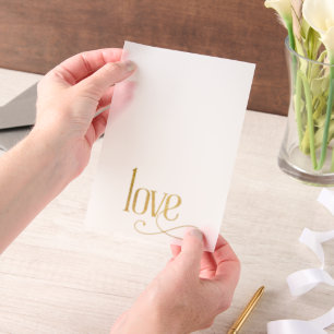 Elegant Gold Love Script Vellum Invitations
