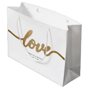 Elegant Gold Love Script Wedding custom favour Large Gift Bag