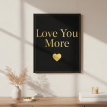 Elegant Gold Love You More Typography Black Canvas