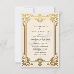 Elegant Gold Luxury Formal Wedding RSVP Card