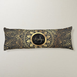 Elegant gold mandala artwork body cushion