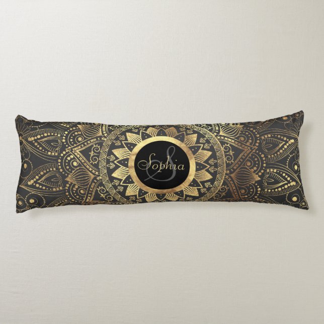 Elegant gold mandala artwork body cushion (Back)