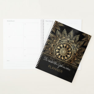 Elegant Gold Mandala Black Design Planner
