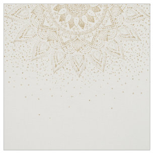 Elegant Gold Mandala Confetti Design Fabric