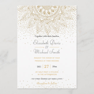 Elegant Gold Mandala Confetti Design Invitation