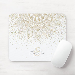 Elegant Gold Mandala Confetti Design Mouse Pad