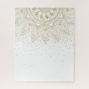 Elegant Gold Mandala Dots Design Jigsaw Puzzle