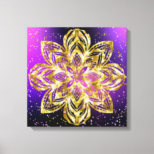 Elegant Gold Mandala Glitter Purple Gradient Canvas Print