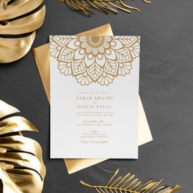 Elegant Gold Mandala Indian Wedding Invitation (Creator Uploaded)