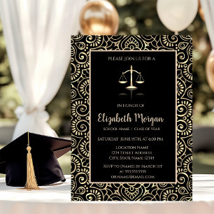 Elegant Gold Mandala Law School Graduation Party  Invitation