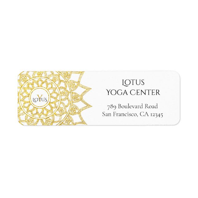 Elegant Gold Mandala Monogram Return Address (Front)