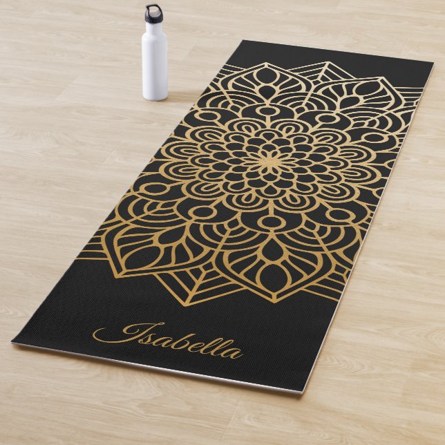 Elegant Gold Mandala Pattern Personalise  Yoga Mat (In Situ)