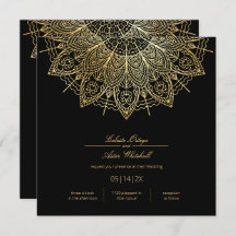 Elegant Gold Mandala Simple Black Wedding