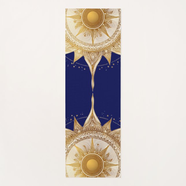 Elegant Gold Mandala Sun Yoga Mat (Front)