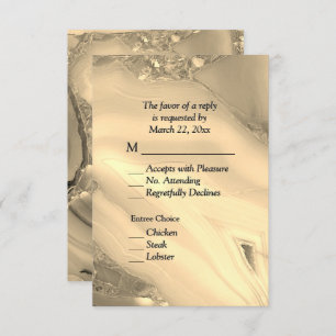 Elegant Gold Marble Agate RSVP with Menu Choices