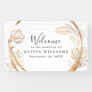 Elegant Gold Marble Floral Greenery Banner