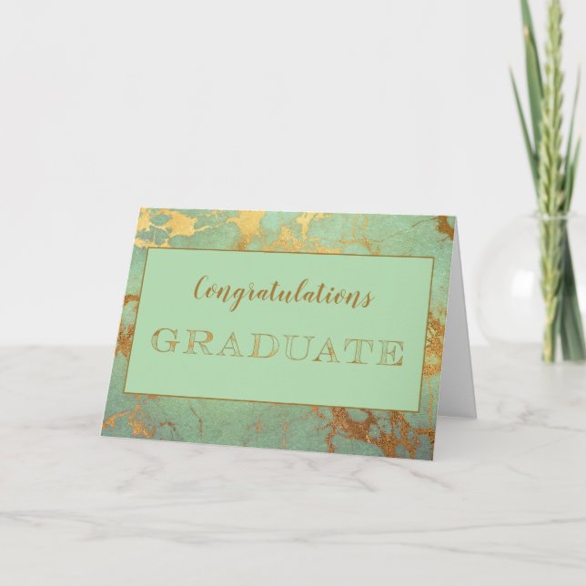 Elegant Gold Marble Graduation Greeting Card (Front)