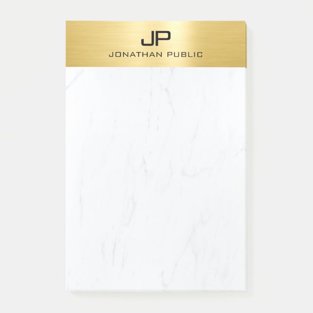 Elegant Gold Marble Modern Minimalist Custom Post-it Notes (Front)