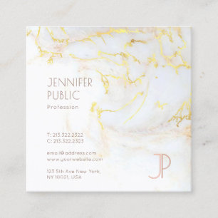 Elegant Gold Marble Modern Trendy Design Monogram Square Business Card