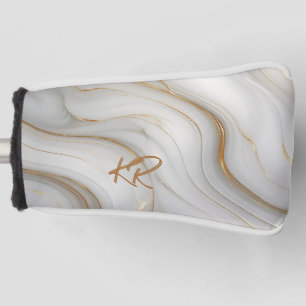 Elegant Gold Marble Monogram Initials Gift Golf Head Cover