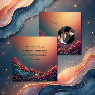 Elegant Gold Marble Navy Terracotta photo Wedding Thank You Card