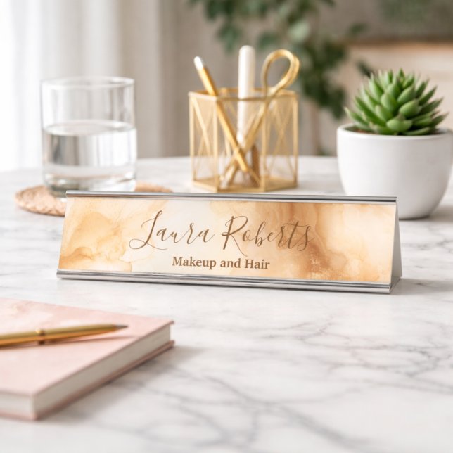 Elegant Gold Marble Professional Business Desk Name Plate (Creator Uploaded)