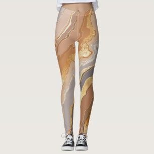 Elegant Gold Marble: Stylised Background. Leggings