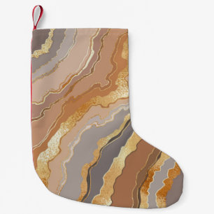 Elegant Gold Marble: Stylised Background. Small Christmas Stocking