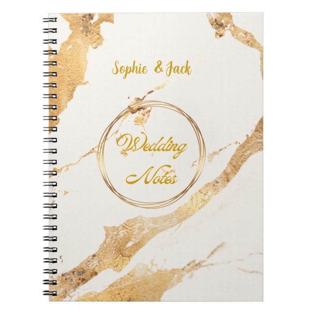 Elegant Gold Marble Wedding Notes Notebook  (Front)