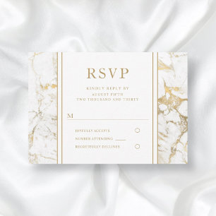 Elegant Gold Marble Wedding RSVP Card
