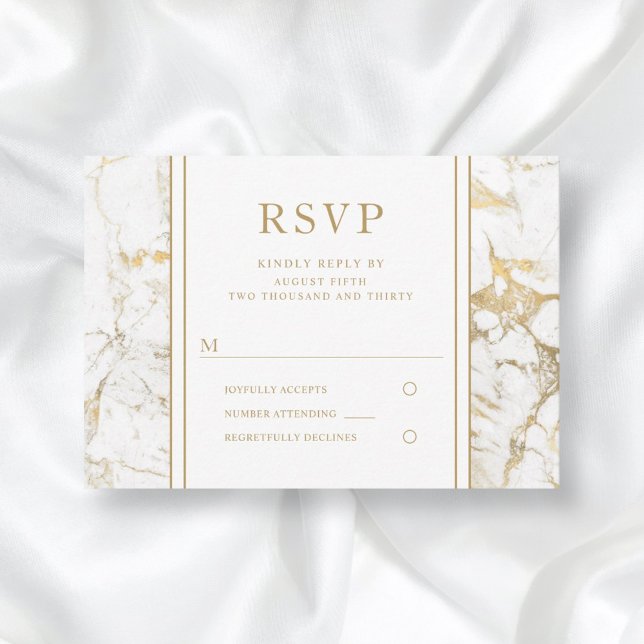Elegant Gold Marble Wedding RSVP Card (Creator Uploaded)
