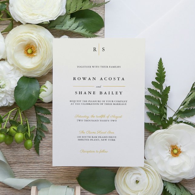 Elegant gold Marfil old money classic Invitation (Creator Uploaded)