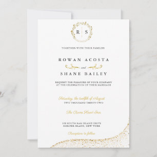 Elegant gold Marfil old money classic Invitation